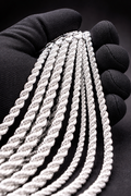 SOLID 24in 925 STERLING SILVER ROPE CHAIN 4MM-9MM