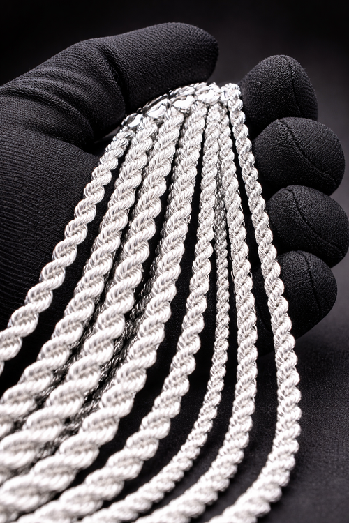 SOLID 24in 925 STERLING SILVER ROPE CHAIN 4MM-9MM